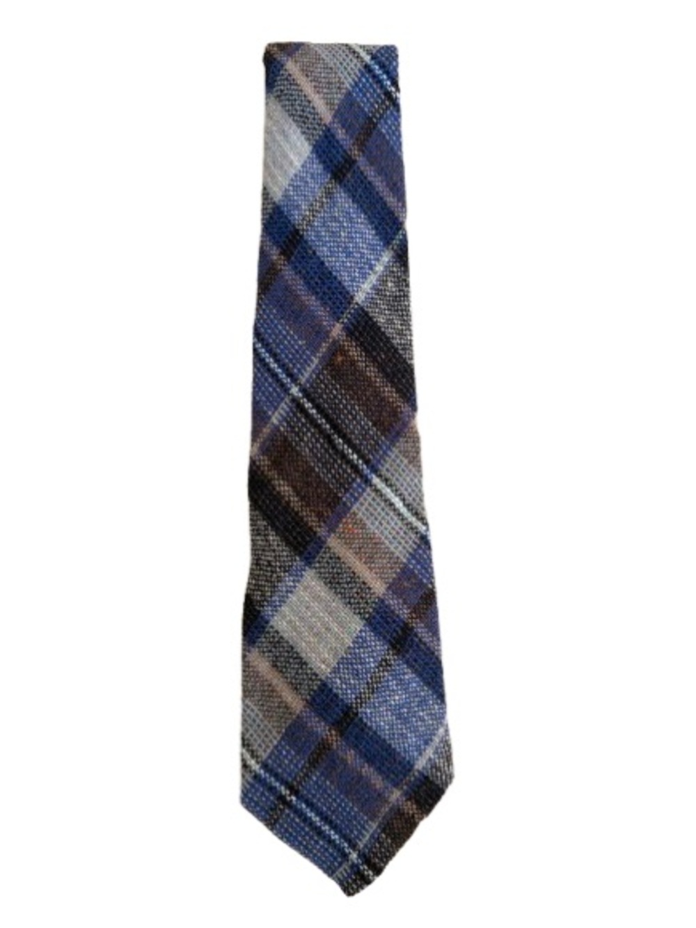 Vintage Nethy Men’s 100% Wool Tie Blue Black Cream & Tan Made in Scotland